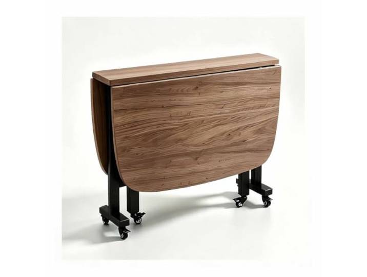 JHIAADEY Klappbarer Esstisch, ausziehbarer Küchenschreibtisch Metallrahmen, Feststellbare Lenkrollen, Zusammenklappbar, Platzsparend, Geeignet for Arbeiten(Walnut,120*80cm)