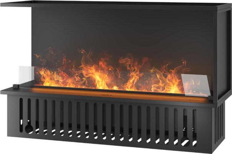 Corner L1200 Einbau-Wasserdampfkamin mit mehrfarbiger Flamme, 3D-Effekt und App-Steuerung, 2,4-l-Tank - 120 cm