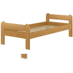 Erst-Holz Einzelbett 90x200 Kiefer Echtholz in Eicheton gebeizt mit wählbarem Zubehör V-60.39-09E Federleisten