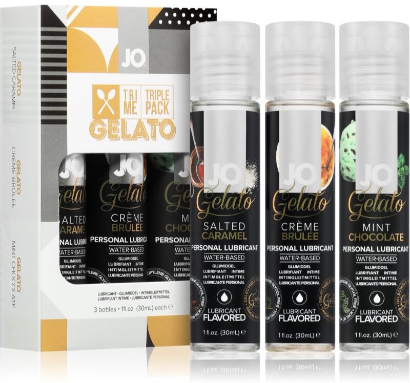 System JO Tri-Me Triple Pack Gelato kit de gels lubrifiants aromatisé