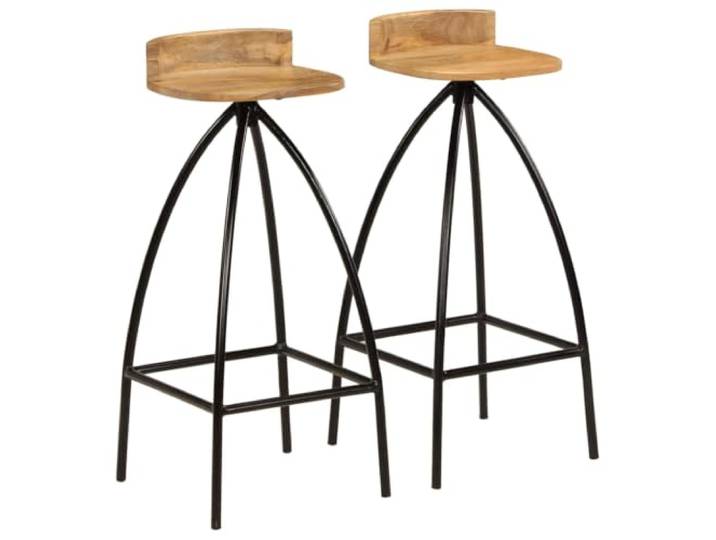 TEKGHUT Barhocker 2 STK. Massivholz Mango Stahlgestell, Stabil, 110 kg Belastbar, Küche, Esszimmer, Industrie-Stil