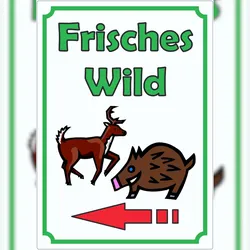 HB-Druck Frisches Wild Aufkleber Hochkant mit Pfeil links A1 (594x841mm)