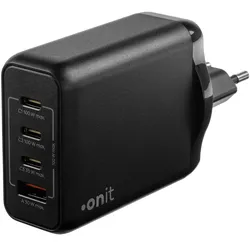 Onit USB-Wandladegerät Quad 3C1A 100 W GaN Schwarz (100 W, 4 Ports), USB Ladegerät, Schwarz