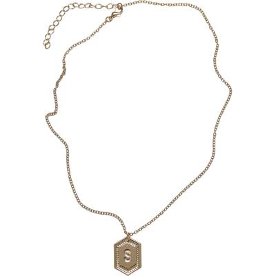 Halsreif URBAN CLASSICS "Urban Classics Unisex Letter Basic Necklace", gold (s), Halsketten, Damen, onesize, Eisen
