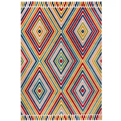Outdoor-Teppich Kurzflor LUNE Rauten bunt Polypropylen 200x290 cm Multi boho sommerlich Designerteppich Wohnzimmerteppich | Kadima Design