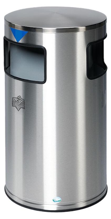 Robuster & modularer Wertstoffsammler mit 3 Öffnungen | 20 Liter, HxBxT 75x42,5x42,5cm | Edelstahl | Grau