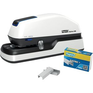 Rapid Elektrohefter Optima 20E, weiß, Batterie-/Netzbetrieb, Heftleistung 20 Blatt