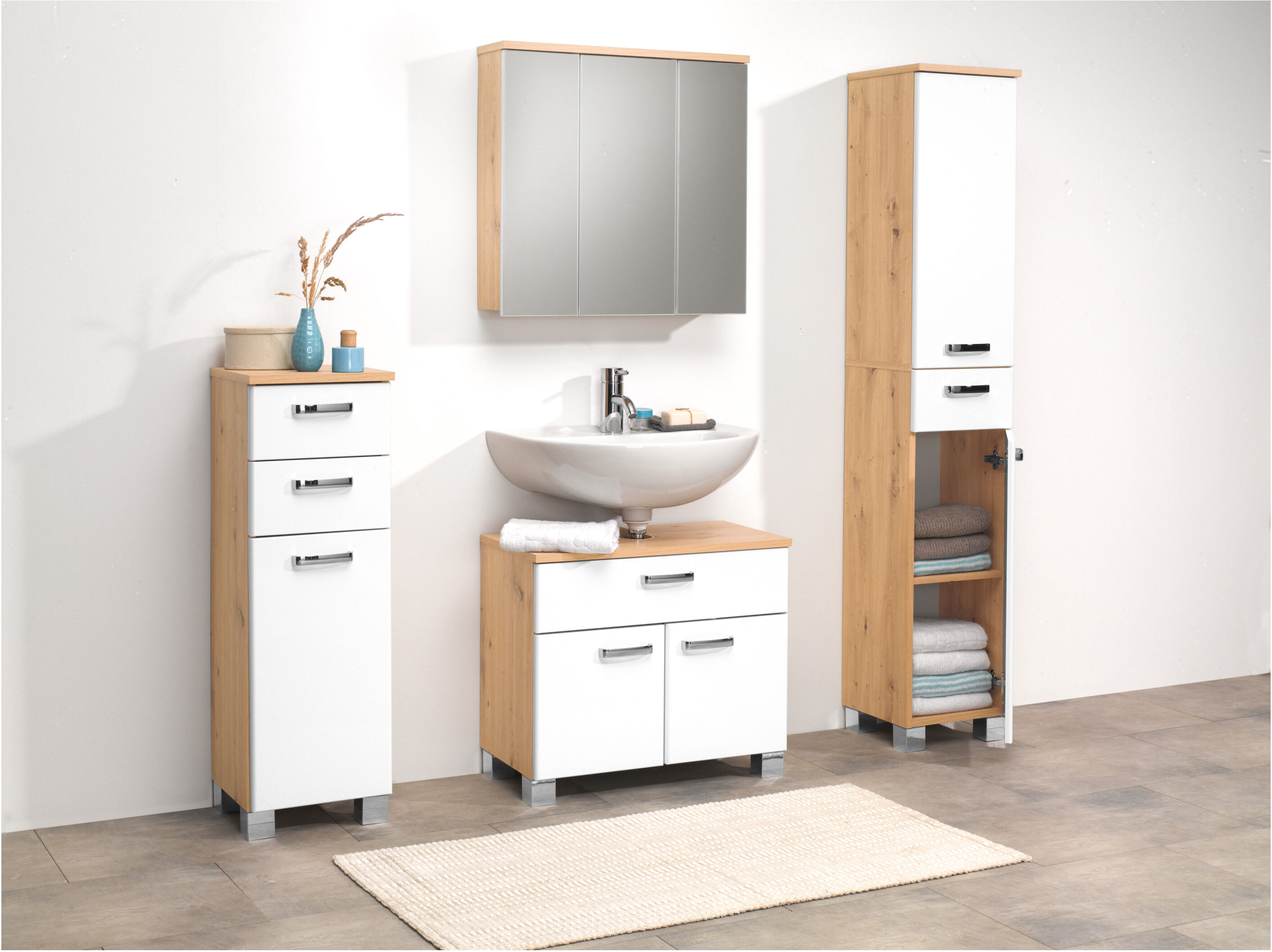 LIVARNO HOME Seitenschrank »Palermo«, weiß/Korpus Eiche-Artisan