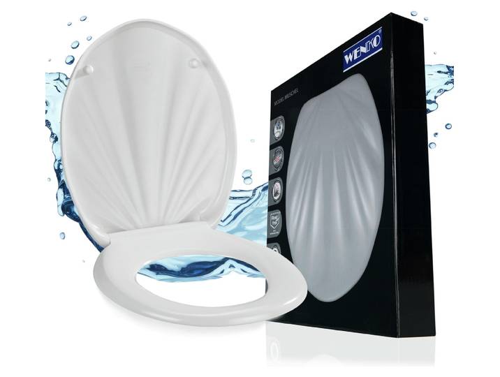 WENKO Premium WC SITZ MUSCHEL Klo Brillen Toiletten Deckel Absenkautomatik Bad