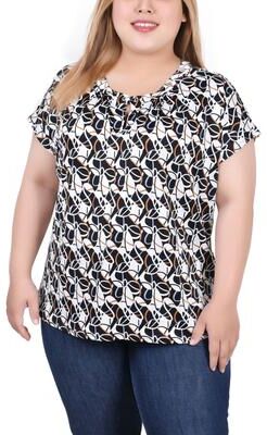 NY COLLECTION Extended Sleeve Top With Grommets