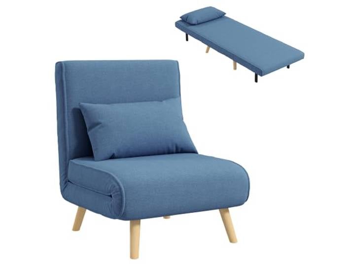 HOMCOM 3-in-1 Wandelbarer Sessel 1-Sitzer 5-stufige Rückenlehne, Blau Schlafsofa & Sessel, Kissen inklusive, Polstersitz, für Büro, Wohnzimmer, Schlafzimmer