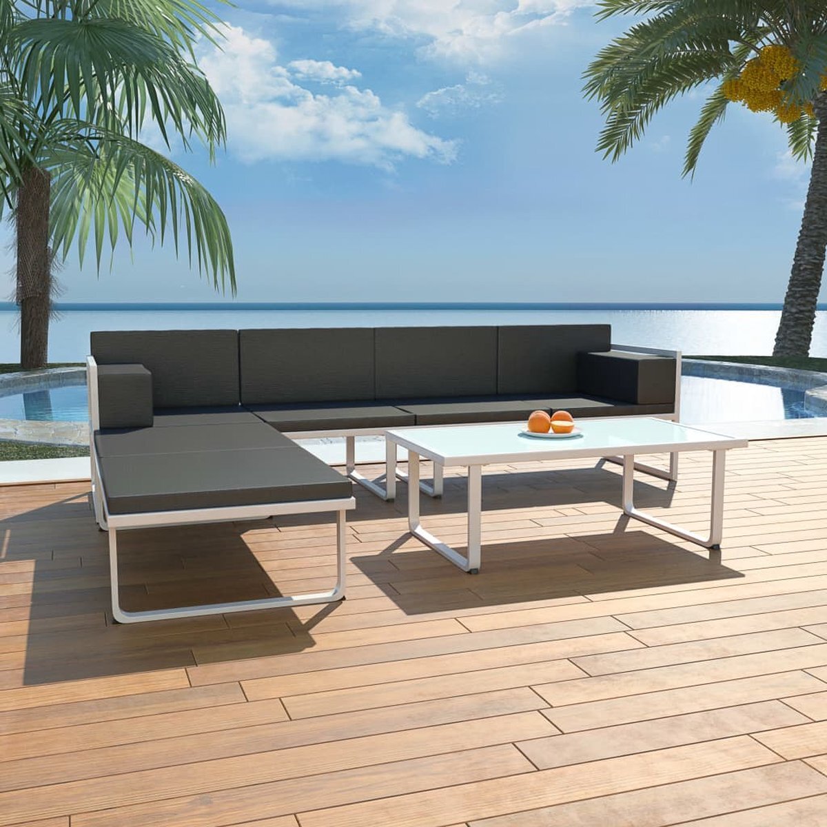 heybb 4-tlg. Garten-Lounge-Set mit Kissen Lounge-Gartenmöbel-Set Garten-Lounge-Balkonmöbel-Set Garten-Lounge Aluminium Schwarz