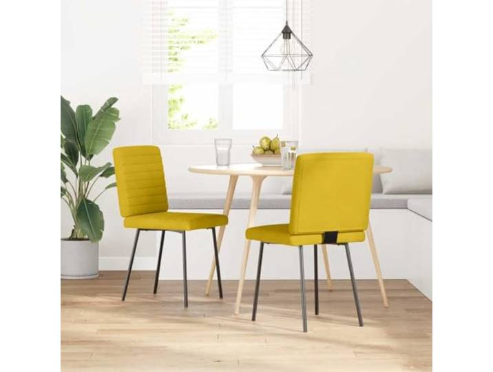 HGPOTUY Samt Esszimmerstühle 2er Set Gelb Metallholz-Gestell, Dicke Schaumstoffpolsterung, Vielseitig für Esszimmer, Wohnzimmer, Gästezimmer