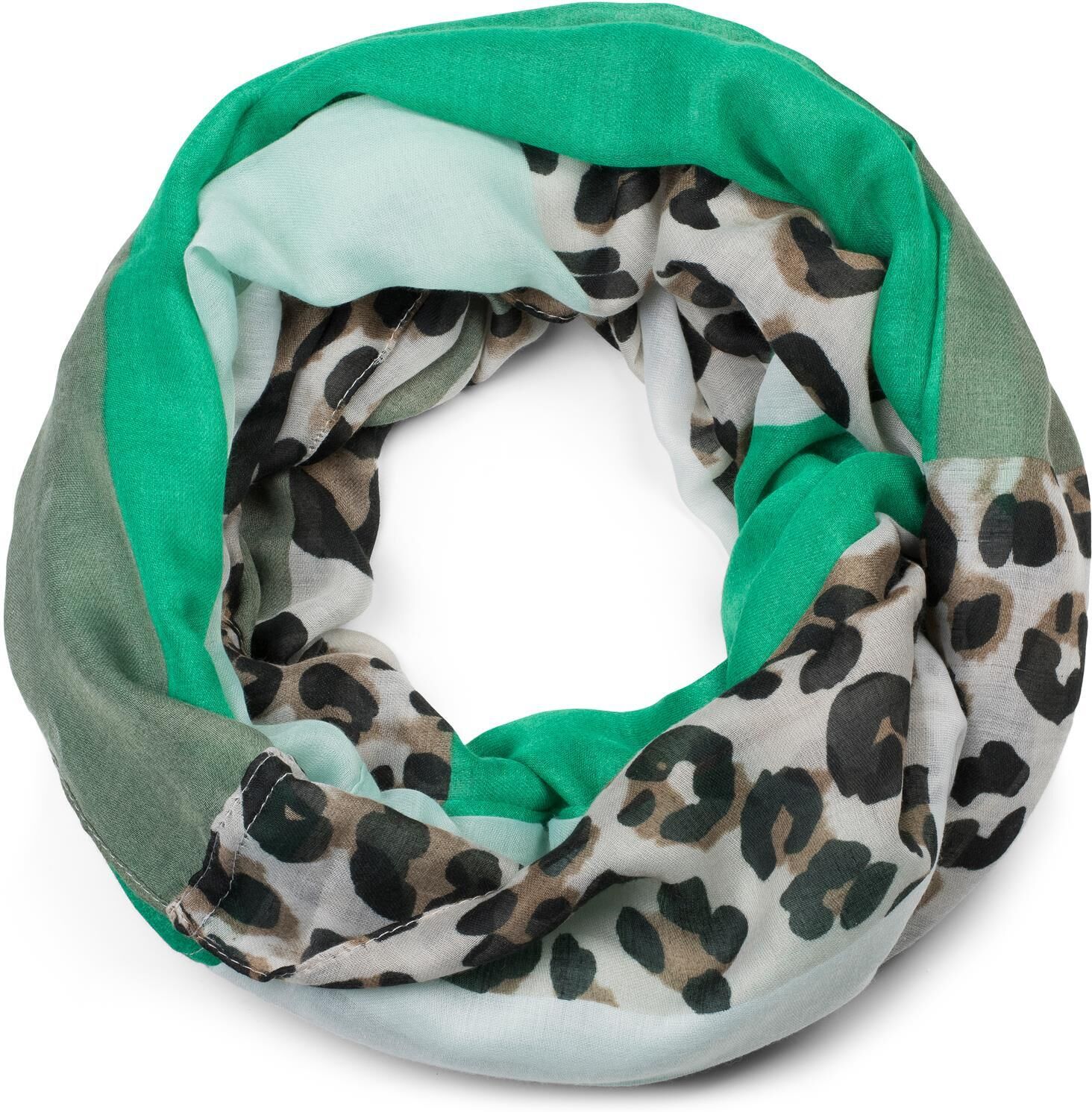 Loop STYLEBREAKER "Leo Loop Schal im Colour Blocking Style", Damen, grün (grün, mint), Obermaterial: 100% Viskose CV., Modisch, Modetücher Loop