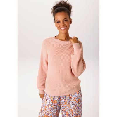 Strickpullover ANISTON CASUAL, Damen, Gr. 34, rosa (rosé), Strick, Obermaterial: 100% Baumwolle, unifarben, oversize hüftlang, Rundhals, Rippstrickbündchen, Pullover Strickpullover, in trendiger Farbpalette