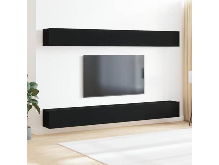 HEFZGDB 6-teiliges TV-Schrank-Set Schwarz-Oak Schweberegal-Set mit 6 Regalen für Wohnzimmer Heimkino Moderne Aufbewahrungslösung minimalistisches Design modular anpassbar für Bücher