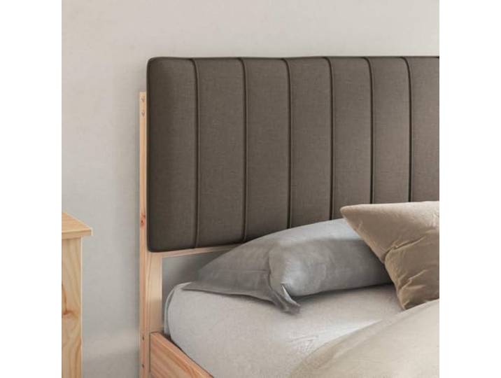 KTHLBRH Bett mit Kopfteil bezogen Taupe 180 x 200 cm Massives Kiefernholz, Lattenrost, waschbarer Bezug, einfache Montage