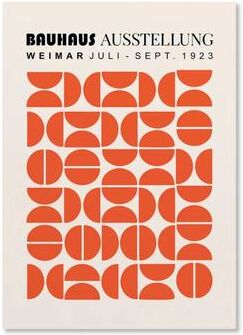 Inspire Essentials Abstract Bauhaus Orange Geometric Wall Art Canvas Prints 24 11.81 17.72 In