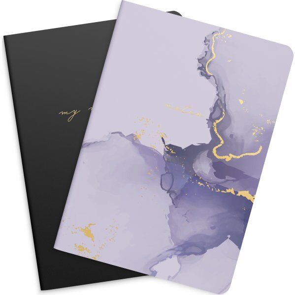 Burde Noteshæfte, 14x21 Cm, 2-Pk, Lilac & Black