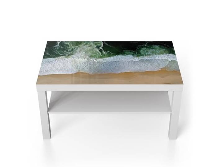 DEQORI Glastisch weiß groß 90x50 cm Motiv Kraft des Meeres ausgefallener Beistelltisch aus Glas Hochglanz Couchtisch fürs Wohnzimmer moderner Couch Tisch mit Design