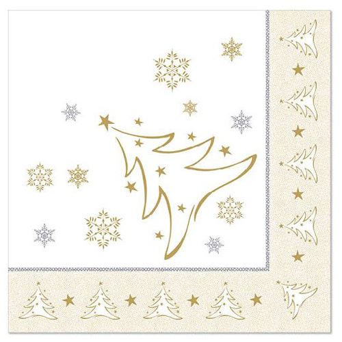 PAPSTAR Servietten X-Mas Elegance Weihnachtsbaum, gold 50 St.