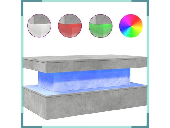 FHE Table basse avec lumières LED - Bois d'ingénierie - Automatique - Renforcé - Gris béton - 90x50x40 cm - V2