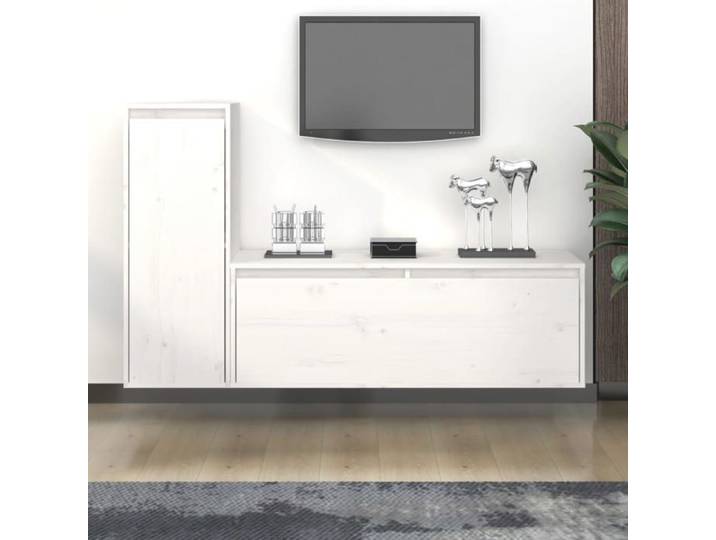 (Blanc)Meubles TV - SIGNOR - Table Télévision en bois 2 pcs Blanc Bois massif de pin 681264