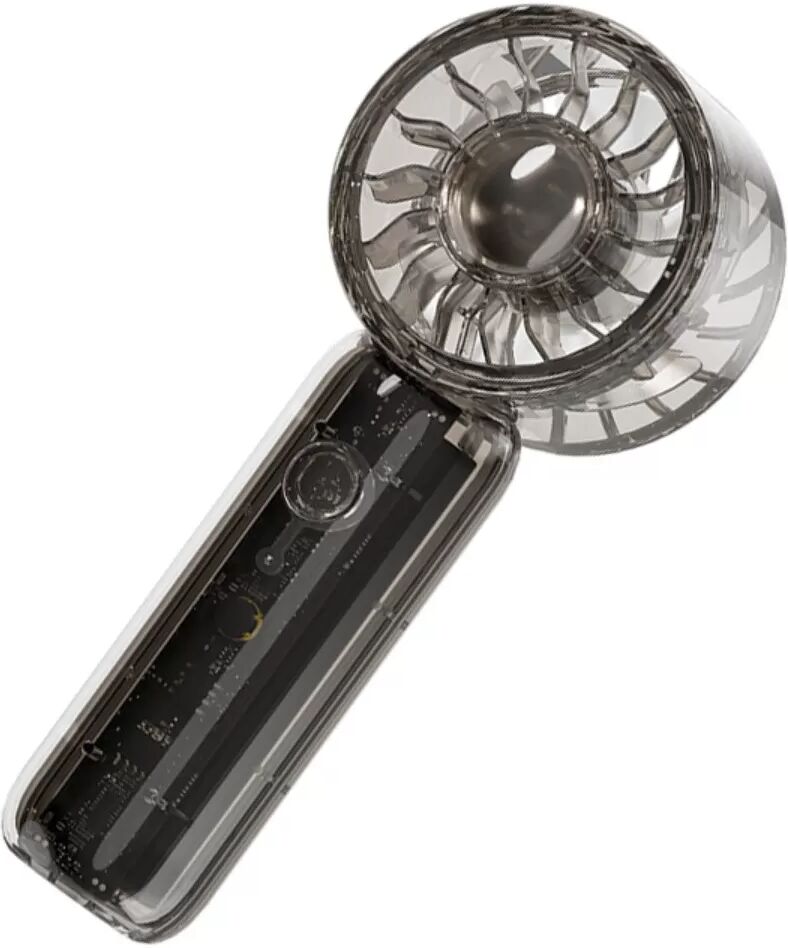 INF Transparenter Handventilator - Turbo-Blatt, Drei-Gang, USB Aufladbar mit 1200AH Batterie und Type-c-Ladung Schwarz