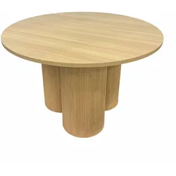 Oviala Business Moderner runder Esstisch 120 cm heller Holzeffekt