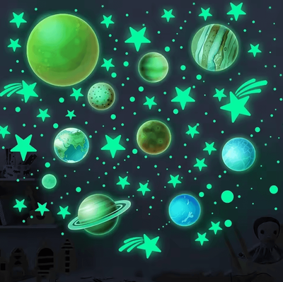 Inspire Curations Glow in the Dark Star & Planet Wall Stickers DIY Luminous PVC Room Decor 1