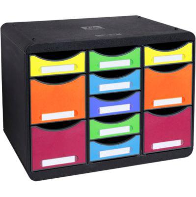 Exacompta Store-Box Multi Office Schwarz, 11 offene Schubladen (7 flach/4 hoch), leise, stapelbar, 25 Jahre Garantie