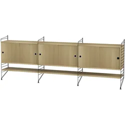 Sideboard Kommode mit Regalböden Schwarz Eiche