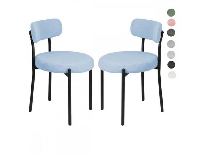 Lot de 2 Chaises salle à manger-MENGDA-Tissu Peluche-Chaises de cuisine-rembourrées-Modernes salon coiffeuse-Bleu
