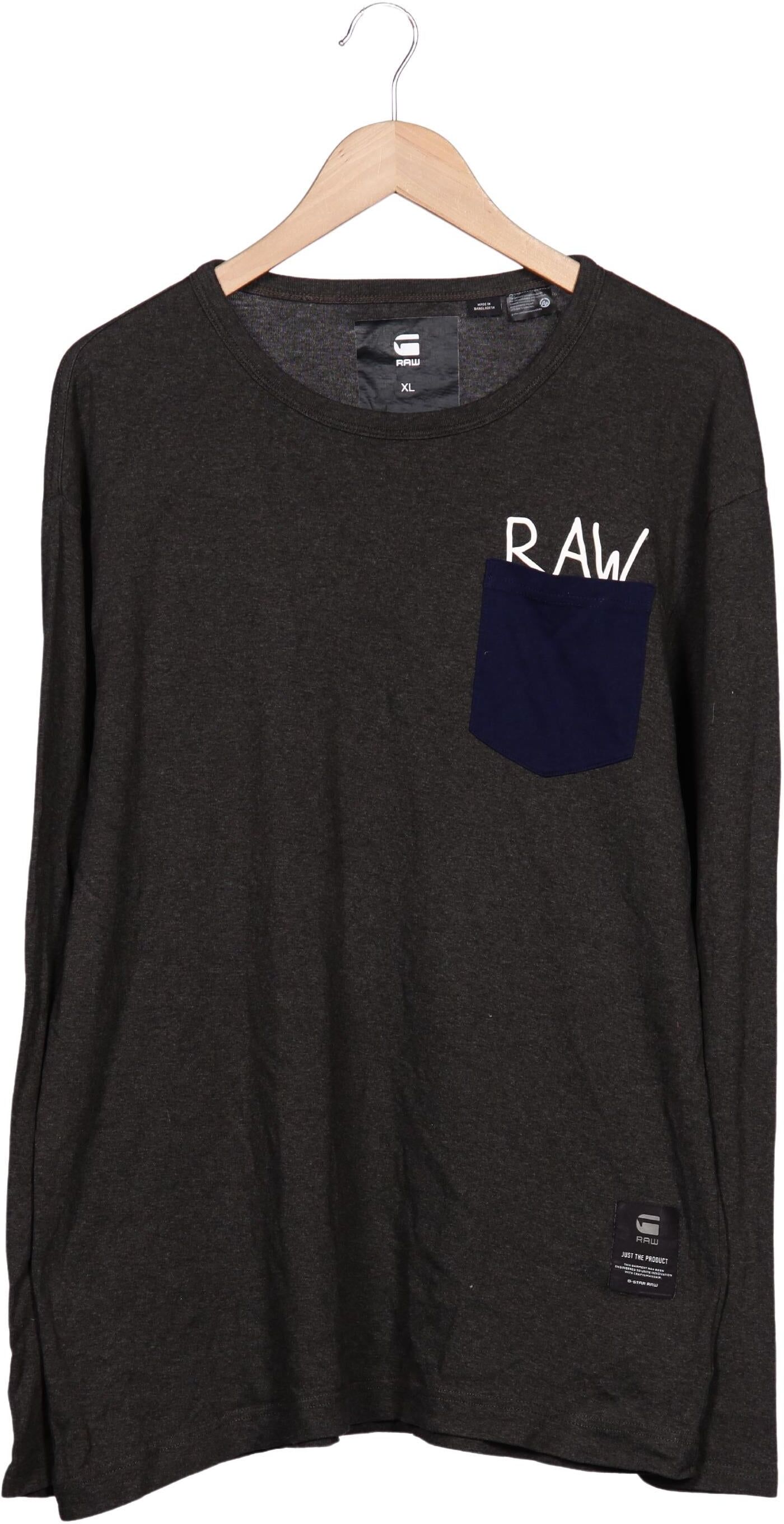 G Star RAW Herren Langarmshirt, Grau, Gr. XL, Baumwolle - Second Hand
