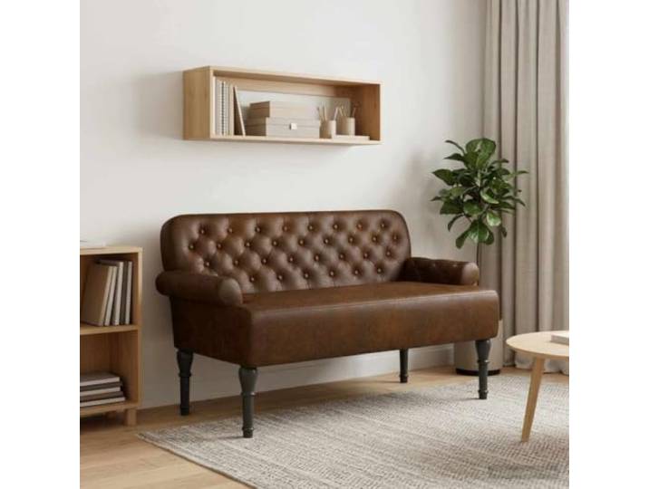 NLQMSU Love Seat Sofa, gepolstert, braun, Kunstleder, Wildleder Atmungsaktives synthetisches Wildleder, 100 % Polyester-Samt, Rahmen aus Holz, Füße aus massivem Gummi, Schaumstoffkissen