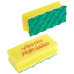 Putzschwamm Vileda Pur Active gelb gründliches Reinigen ohne zu kratzen, 14x6,3 cm