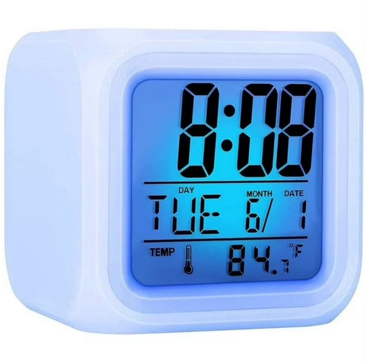 longziming Digitale Kinderwekker met 7 Kleurveranderende LED Nachtlamp, Multifunctionele Klok met Temperatuurweergave, Datum en Alarmfunctie