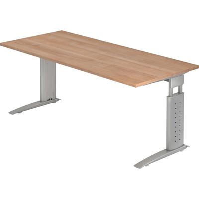 Hammerbacher Schreibtisch C-Fuß 180x80cm Nussbaum/Silber