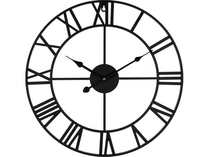 QUVIO Klassiek stalen wandklok / Romeinse cijfers / Klok / Muurklok / Diameter van 45cm - Zwart
