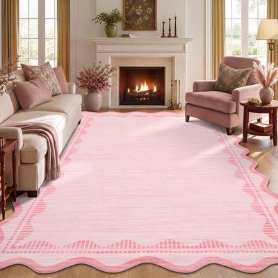 Garvee Modern Scalloped Border Area Rugs for Living Room Bedroom