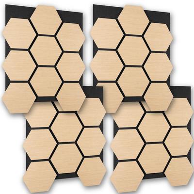 TecTake GmbH tectake Akustikpaneele Sonic Shield Schallabsorber MDF Echtholzfurnier 76x62x1,8cm Eiche natur, Wandmontage