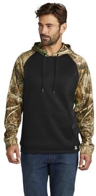 Russell Outdoors RU451 Realtree Performance Colorblock Pullover Hoodie in Black/Realtree Edge size Small   Polyester