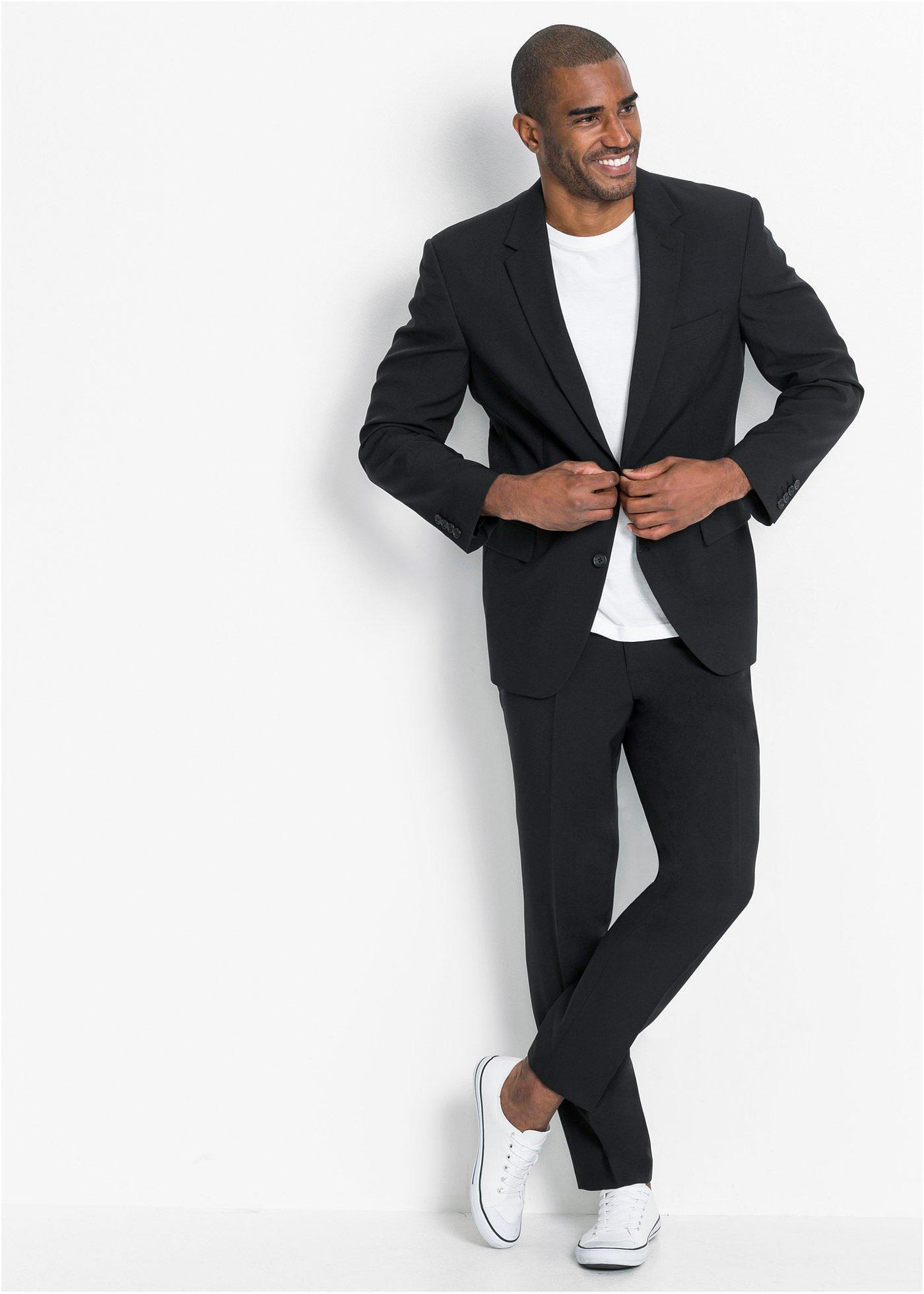 bonprix Anzug in Regular Fit (2-tlg. Set), schwarz, Gr.28, Klassischer Anzug mit praktischen Taschen und stillvoller Bequembundhose