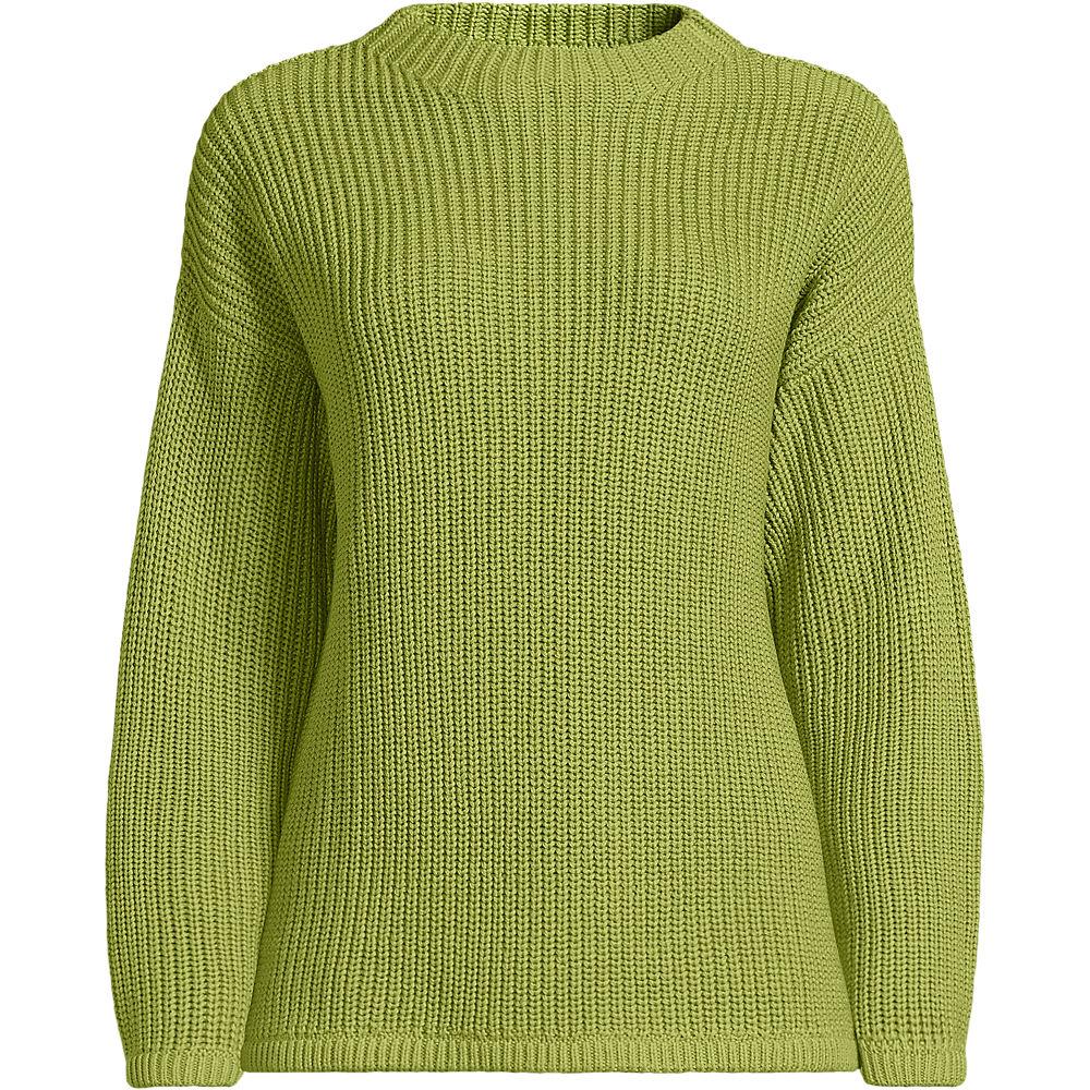 Drifter Rippstrick-Pullover mit kurzem Stehkragen, Damen, size: regular, Grün, Baumwolle, by Lands' End
