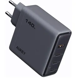 Aukey Comet Mix (140 W, 4 Ports), USB Ladegerät, Grau, Schwarz