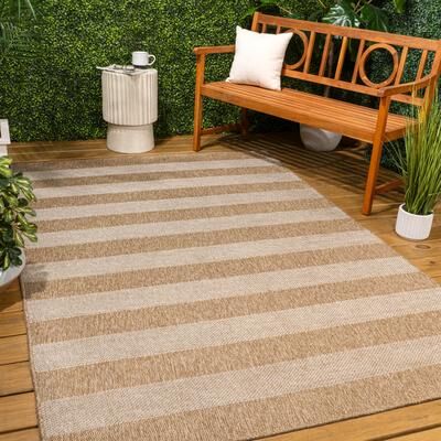 JONATHAN Y Sutton Easy Jute Modern Geometric Boho Stripe Indoor/Outdoor Area Rug