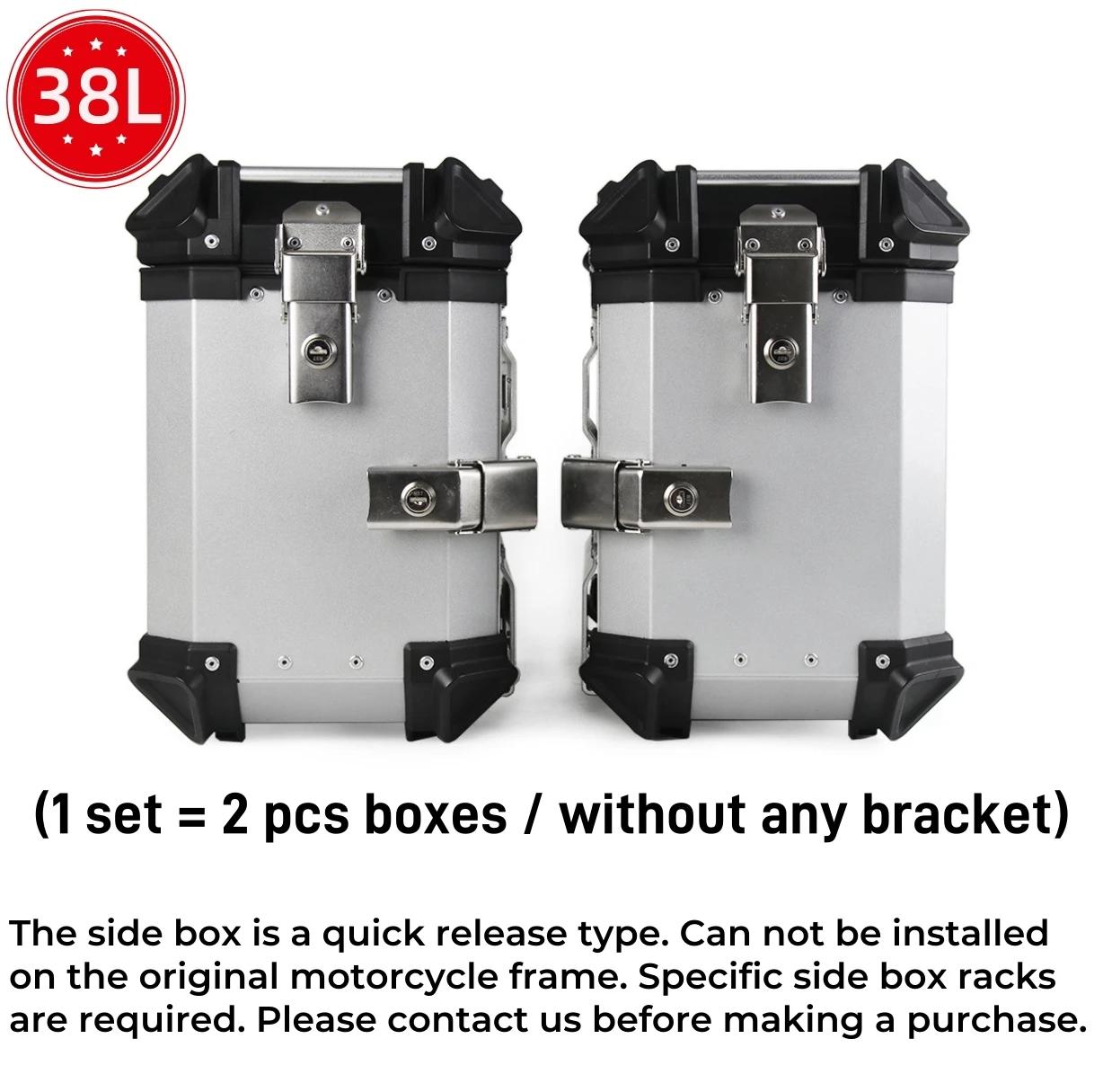 Motorrad-Seitenkoffer - Aluminiumkoffer - 38 l - 2 Stück - Wasserdicht - Schnellverschluss - Normalstil-S