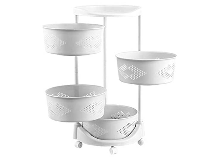 ROHCGHC Rollwagen, Obst Gemüse Wagen Räder Küche Bad mobiles Aufbewahrungsregal(4 Tier)