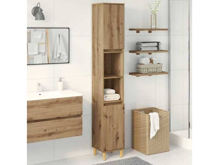 Joli & Fonctionnel - Armoire de salle de bain - avec stockage - chêne artisanal 30x30x190 cm - pour WC kda9892166