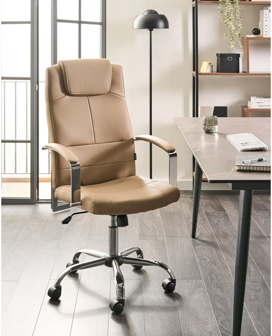 Marlow Home Co. Executive Chair with Headrest Beige 121cm H X 60cm W X 60cm D
